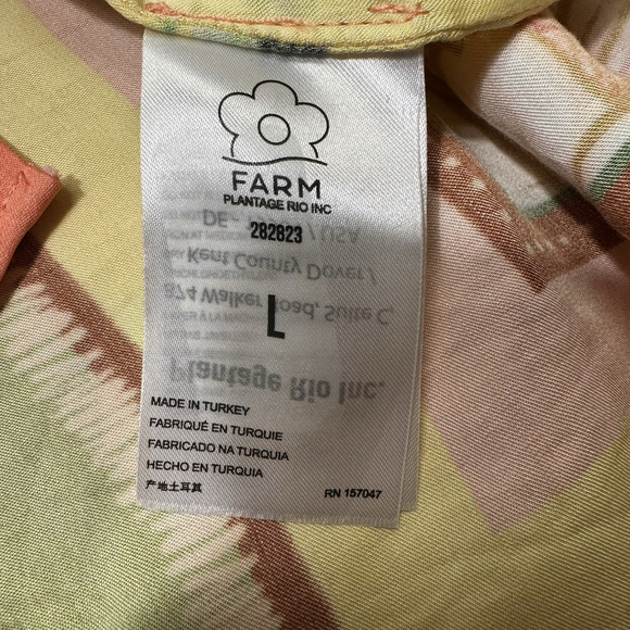 Farm Rio Double Scarf Pastel Midi Dress Cut Out Womens Large Tropical Buttons - Picture 12 of 14